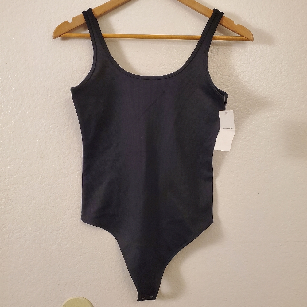 Abercrombie & Fitch Black Ribbed Tank Bodysuit
